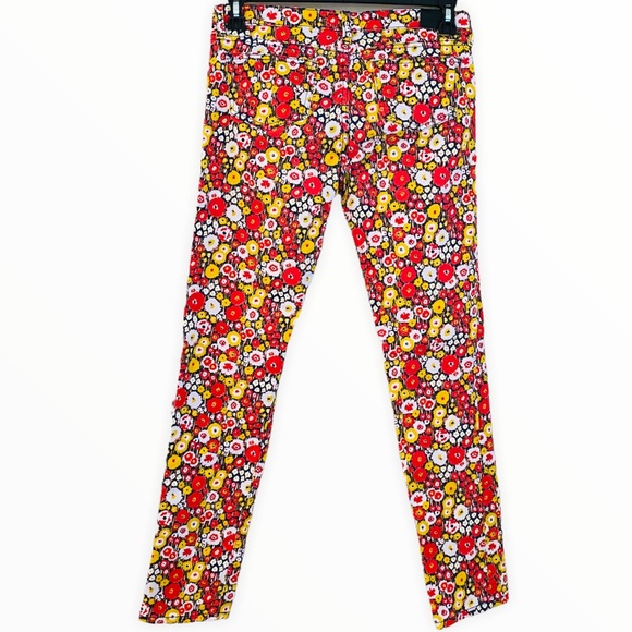Kate Spade Saturday Red & Yellow Floral Skinny Jean Size 29 - Picture 3 of 7